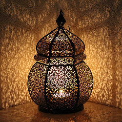 Glas Gewölbt Windlicht 46 cm Marokkanische Hängende Laterne Gebürstetem Metall