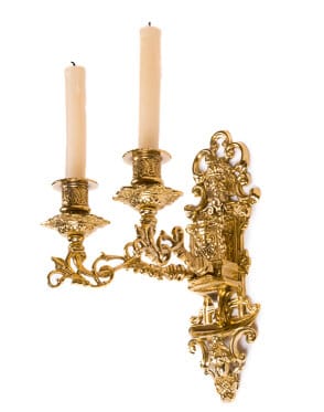 Barocker Kerzenhalter für die Wand aus antikem-goldenen Metall