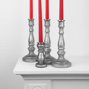4 Kerzenhalter 2in1 STONE 8x6 cm Kerzenständer für Spitz Tafelkerzen Stabkerzen