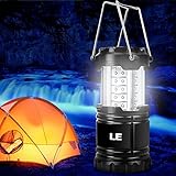 LE LED Camping Laterne zusammenklappbar haltbar 30 LEDs, Batteriebetrieb, Wasserdicht, tragbare Außenleuchte für Wandern, Camping, Notfall, Ausfälle, Nachtlicht, Gartenlaterne -