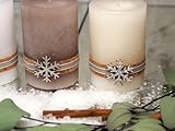 ZauberDeko 4 Adventskerzen Kerzen Stumpenkerzen Holz Weihnachten Tischdeko Braun Beige Wollweiß Weiß Deko - 4
