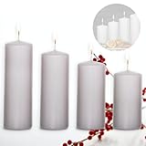 Smart Planet® Kerzen Ambiente Weihnachten – 4er Set Adventskranz Kerze grau Stumpenkerzen in 4 Größen Weihnachtskerzen Glatt für den Weihnachtskranz - 4