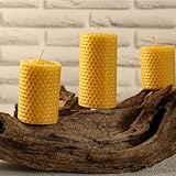 4 große Wabenkerzen. BIENENWACHS KERZEN aus 100% Imkerwachs – aus der Schwarzwälder Kerzenmanufaktur. Höhe 15 cm Durchmesser 5 cm - 8
