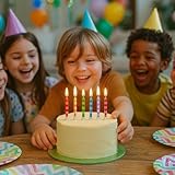 Talking Tables Birthday Bash; Streifenmusterkerzen mit 24 Haltern für Geburtstage und Partys (24 pro Pack) - 9