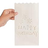 Teelicht Kerze Taschen – Happy Birthday Weiße Papiertüten Dekorative Laternen – Mittelstück Kunsthandwerk Dekorationen – Mit Teelichter Verwenden (Normal oder LED) – Rustikale Dekoration (Candle Bag) - 3