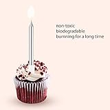 24 Stück Metallisch Geburtstag Kuchen Kerzen in Halter Lange Dünne Geburtstag Kerzen Cupcake Kerzen Hochzeit Kuchen Dekorationen (Silber) - 8