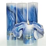 Candela Lotus-Kerze Aquarell Blau Töne 28 cm