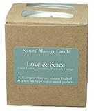 Massage Kerze LOVE & PEACE (Liebe & Frieden) mit Ölen aus Citrus Lemon, Geranium, Patchouli und Orange, hergestellt aus 100% Pflanzenwachs im recyceltem Glas - 2