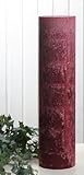 Rustik-Dreidochtkerze, 60 x 15 cm Ø, rubinrot-bordeaux
