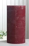 Rustik-Dreidochtkerze, 30 x 15 cm Ø, rubinrot-bordeaux