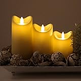 Tronje LED Outdoor-Kerzen Weiß 3er Set 13/15/18cm LED Kerzen Timer Fernbedienung bewegliche Flamme IP44 Hitzebeständig - 5