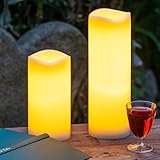 Flower Power LED Outdoor Kerze, Plastik, 10 x 30 cm, crème 9204 - 6