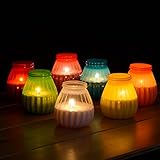 Hussala Bonfire Kerzen mit Kunststoff-Windlicht-Glas (Outdoor & Indoor-Kerze) Brennzeit 40 h - weiß [4 Stück] - 4