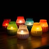 Hussala Bonfire Citronella Duft Kerzen mit Kunststoff-Windlicht-Glas (Outdoor & Indoor-Kerze) Brennzeit 40 h - türkis [4 Stück] - 4