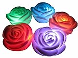 6er 7 Farben LED-Schwimmkerze romantische Rose Blume Nachtlicht (6er) - 2