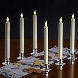 Satz von 6 flammenlose Elfenbein batteriebetriebenen led stabkerzen timerfunktion Weihnachtsfenster Kerzen mit fernbedienung - Kerzenhalter enthalten - 5
