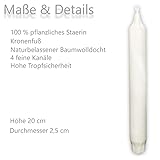 30 Stearin – Stabkerzen, schwedische Kanalkerzen, aus Stearin 200 x 24 mm, durchgefärbt weiß - 3