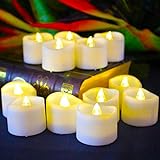Benvo LED flammenlose Kerzen, 3.8cm elektrische flackernde batteriebetriebene teelichter, LED votivkerzen warme weiße, 12 Pack - 6