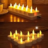Expower 12er LED Flammenlose Kerzen,Wiederaufladbare Kerzen, Batteriebetriebene Kerzen Kabellose Teelichter LED-Weihnachtskerzen Kerzenlichter Led Wachskerzen Mit Ladestation(Ohne Netzteil) - 4