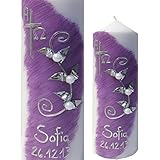 SCHLICHT Taufkerze Konfirmationskerze 200×70 mit RANKE PERLEN Mit A und O Mädchen Junge Inclusieve Namen und Datum rosa silber Andere Farben möglich ITP9 - 2