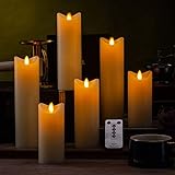 Air Zuker 6er LED Flammenlose Kerzen batteriebetriebene Kerzen Säule Echtwachskerzen mit Timer und 10 Tasten Fernbedienung, für Dekorations zB. Party, Hochzeit, Tisch - 7
