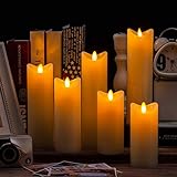 Air Zuker 6er LED Flammenlose Kerzen batteriebetriebene Kerzen Säule Echtwachskerzen mit Timer und 10 Tasten Fernbedienung, für Dekorations zB. Party, Hochzeit, Tisch - 5
