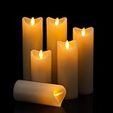 Air Zuker 6er LED Flammenlose Kerzen batteriebetriebene Kerzen Säule Echtwachskerzen mit Timer und 10 Tasten Fernbedienung, für Dekorations zB. Party, Hochzeit, Tisch - 6