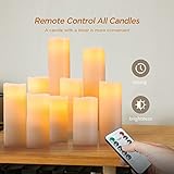 LED Kerzen Set von 9 Flammenlose Kerzen Batteriebetriebene Kerzen H 4 „5“ 6 „7“ 8 „9“ Echtwachssäule Kerzen Flackern mit Fernbedienung und Timer-Steuerung, Elfenbein Farbe - 3