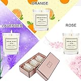 Lyeiaa Duftkerzen Set, Teelichter 3er Set Duftkerzen im Glas, Aroma Kerzen Scented Candles Nightlights für Weihnachten Geburtstag, Lavendel Rose Orange - 2