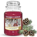Yankee Candle Classic Glaskerze Christmas Magic, rot, 10,7 x 10,7 x 16,8 cm