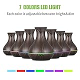 Aroma Diffuser, Aidodo Omasi 400ml Luftbefeuchter Oil Düfte Ultraschall Duft Humidifier Holzmaserung LED mit 7 Farben LED Licht Tragbarer für Babies Kinder Haus Yoga Büro usw - 2