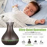 Aroma Diffuser, Aidodo Omasi 400ml Luftbefeuchter Oil Düfte Ultraschall Duft Humidifier Holzmaserung LED mit 7 Farben LED Licht Tragbarer für Babies Kinder Haus Yoga Büro usw - 2