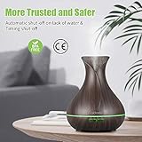 Aroma Diffuser, Aidodo Omasi 400ml Luftbefeuchter Oil Düfte Ultraschall Duft Humidifier Holzmaserung LED mit 7 Farben LED Licht Tragbarer für Babies Kinder Haus Yoga Büro usw - 5