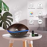 Aroma Diffuser, luftbefeuchter infinitoo 500ML Wal Design Diffusor | Raumbefeuchter Ultraschall mit 7 LED Farbwechsel für Wohnzimmer, Kinderzimmer, Schlafzimmer, Baby, SPA, Büro (WAL-Schwarz) - 3