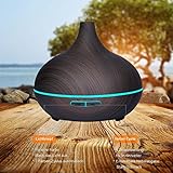 Aroma Diffuser Ultraschall 300ml Holzmaserung luftbefeuchter Vernebler mit 7 farbigen LEDs Leise Öl Diffusor Humidifier mit 30ml/h Feuchtigkeitsabgabe fuer Bad,Yoga,Zuhause,Buero.(1 Jahr Garantie) - 2