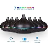 Aroma Diffuser Ultraschall 300ml Holzmaserung luftbefeuchter Vernebler mit 7 farbigen LEDs Leise Öl Diffusor Humidifier mit 30ml/h Feuchtigkeitsabgabe fuer Bad,Yoga,Zuhause,Buero.(1 Jahr Garantie) - 3
