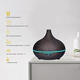 Aroma Diffuser Ultraschall 300ml Holzmaserung luftbefeuchter Vernebler mit 7 farbigen LEDs Leise Öl Diffusor Humidifier mit 30ml/h Feuchtigkeitsabgabe fuer Bad,Yoga,Zuhause,Buero.(1 Jahr Garantie) - 4