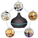 Aroma Diffuser Ultraschall 300ml Holzmaserung luftbefeuchter Vernebler mit 7 farbigen LEDs Leise Öl Diffusor Humidifier mit 30ml/h Feuchtigkeitsabgabe fuer Bad,Yoga,Zuhause,Buero.(1 Jahr Garantie) - 5