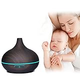 Aroma Diffuser Ultraschall 300ml Holzmaserung luftbefeuchter Vernebler mit 7 farbigen LEDs Leise Öl Diffusor Humidifier mit 30ml/h Feuchtigkeitsabgabe fuer Bad,Yoga,Zuhause,Buero.(1 Jahr Garantie) - 7