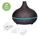 Aroma Diffuser Ultraschall 300ml Holzmaserung luftbefeuchter Vernebler mit 7 farbigen LEDs Leise Öl Diffusor Humidifier mit 30ml/h Feuchtigkeitsabgabe fuer Bad,Yoga,Zuhause,Buero.(1 Jahr Garantie) - 8