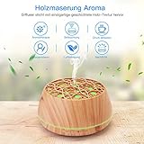 Baseus Aroma Diffuser, 400 ml Ultraschall Luftbefeuchter Oil Düfte Humidifier LED Aromatherapie Diffusor, Holzmaserung mit 7 LED Farbwechsel Einstellbarem Nebel-Modus (Helle Holz-Maserung) - 2