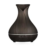 Aroma Diffuser,Simpeak 400ML Holz Vasen-Stil Essential Oil Diffusor LED Air Humidifier mit 7 LED Farben für Schönheitssalon,Spa,Yoga,Schlafzimmer,Wohnzimmer,Konferenzraum