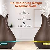 Aroma Diffuser 400ml, PEMOTech Ultraschall Öl Diffusor Holzmaserung Luftbefeuchter Duftzerstäuber Humidifier Aromatherapie Zerstäuber 7 Farben LED Licht Nachtlicht für Babies Kinder Haus Yoga Büro - 2