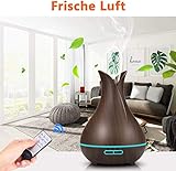 Aroma Diffuser 400ml, PEMOTech Ultraschall Öl Diffusor Holzmaserung Luftbefeuchter Duftzerstäuber Humidifier Aromatherapie Zerstäuber 7 Farben LED Licht Nachtlicht für Babies Kinder Haus Yoga Büro - 3