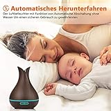 Aroma Diffuser 400ml, PEMOTech Ultraschall Öl Diffusor Holzmaserung Luftbefeuchter Duftzerstäuber Humidifier Aromatherapie Zerstäuber 7 Farben LED Licht Nachtlicht für Babies Kinder Haus Yoga Büro - 6