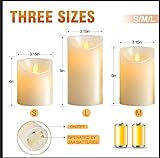 LED-Kerzen,Flammenlose Kerzen 180 Stunden Dekorations-Kerzen-Säulen im 3er Set 10-Tasten Fernbedienung mit 24 Stunden Timer-Funktion (3*1, Ivory) - 2
