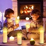 LED Kerzen von Da by, flammenlose Kerze 300 Stunden Batterie Dekorative Kerze 5er Set (14cm, 15.1cm, 16.3cm, 17.7cm, 20cm). Die echt blinkende LED-Flamme ist aus elfenbeinfarbenem Echtwachs gefertigt. - 5
