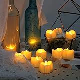 Erosway Flammenlose Kerzen, realistisch Flackernde LED Teelichter elektrische Kerzen, 300 Stunden Nonstop Leuchten mit Fernbedienung und 2/4/6/8 Stunden-Timer. Elfenbeinfarbe. 6 Stück/Paket - 2