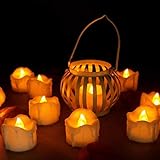 innislink LED Kerzen, LED Flammenlose Kerzen mit Timerfunktion 12pcs Teelichter Flackern Elektrische Kerze Lichter Batterie Dekoration für Weihnachtsbaum Ostern Hochzeit Party - Weiß