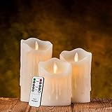 Air Zuker 3er LED Flammenlose Kerzen Tropfenförmige batteriebetriebene Kerzen Säule Echtwachskerzen mit Timer und 10 Tasten Fernbedienung, höhe 4 „5“ 6 “ für Dekorations zB. Party, Hochzeit, Tisch - 3